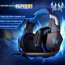 KOTION EACH G2000 Over-ear Gaming Headphone Headset Gamer Headband Earphone With Mic Stereo LED Light for PC Game fone de ouvido