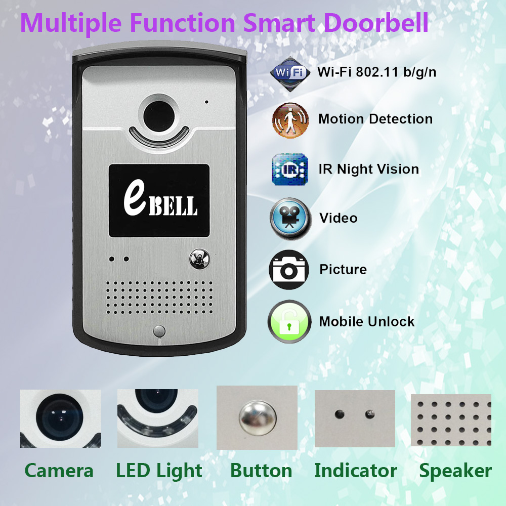 ATZ-DBV03P HD 720p wifi video doorbell wireless ip video door intercom support 64G TF unlock electric door lock with smartphone