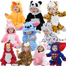 Blue Stitch baby rompers boy girl Hello kitty Cartoon Jumpsuit Pajamas warm Autumn Winter Children coral fleece cute animal