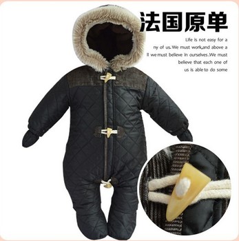 2015 новый ребенок snowsuit пуховик ползунки новорожденный snowsuit снег изнашиваются пиджаки зимний предупредить черный ребенок одежды комбинезон