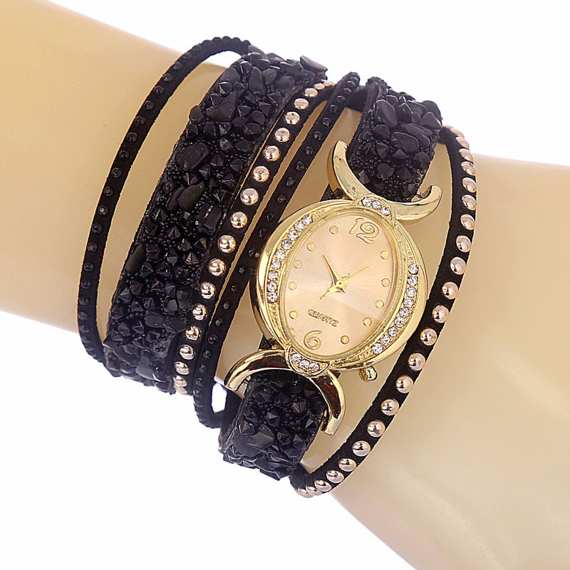 New-Fashion-Luxury-Ladies-Wristwatch-Hot-Bracelet-Women-Watches-Rivet-Dress-Watch-Montre-Femme-Colored-Stone