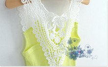 2015 Hot sale Kids Girls Crochet Hollow Out Floral Tops T Shirts Vest T shirts Candy