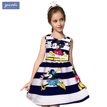 Hot Striped cartoon mickey Minnie girls dresses summer 2015 kids sleeveless Casual cute girls clothes vestidos children clothing