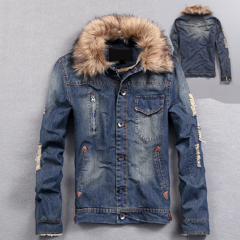 jeans jacket with fur for men