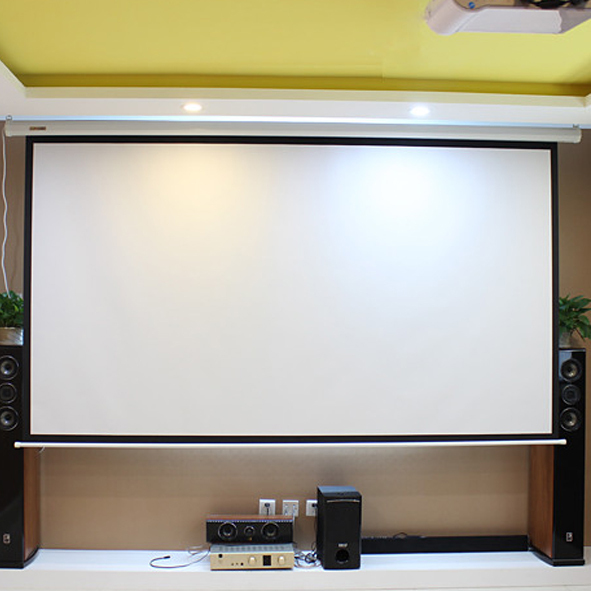 HD Electric Projection Screen 150 Inch With Remote Control 16:9 Motorized Wall Mount Projector Screens For 3D Cinema Office