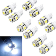 Delicate 10pcs/LOT T10 Wedge 5-SMD 5050 Xenon LED Light bulbs 192 168 194 W5W 2825 158 White Hot Selling Jul1