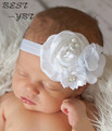 Elastic Headbands with pearl flower baby girl hair accessories infant rose flower hairbands headwear