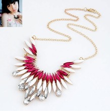 605  Trendy Necklaces Pendants Link Chain Collar Long Crystal Zircon Statement Bling Fashion Necklace Women Jewelry   N3608