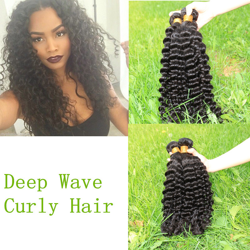 5A Mongolian deep wave virgin hair 4PCS natural black ...