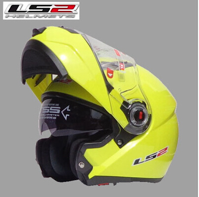 Free shipping dual lens LS2 FF370 motorcycle helmet visor exposing the high cost of new full-face helmet / fluorescent yellow