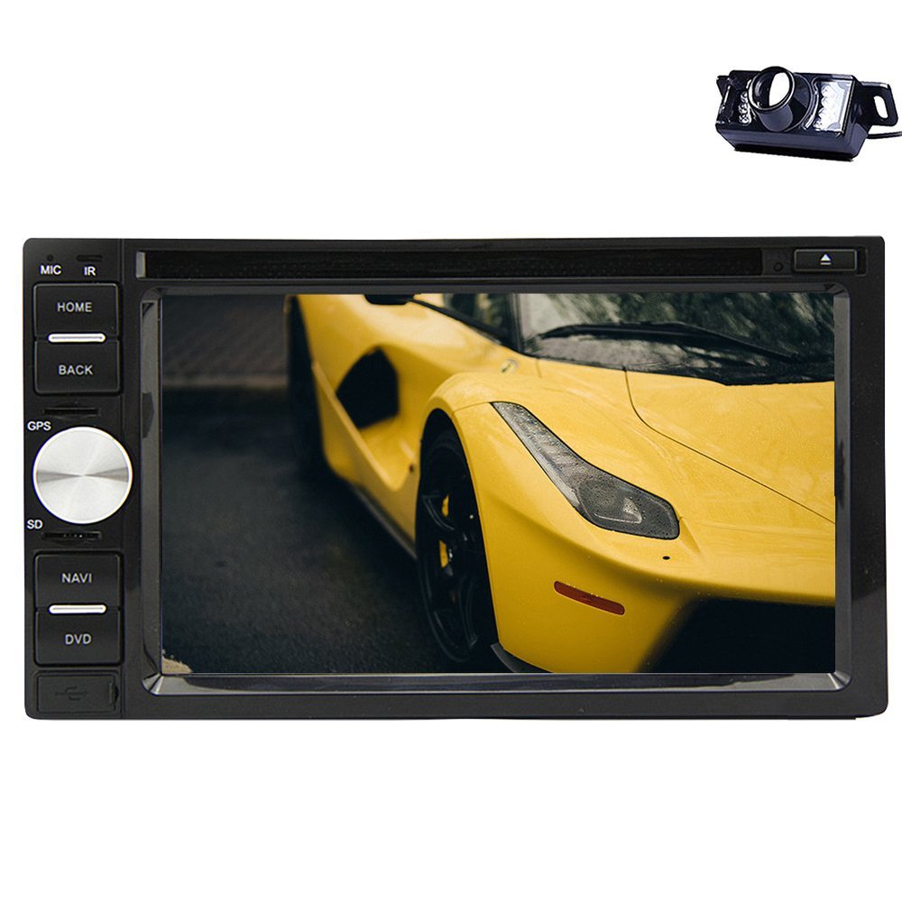 Car Stereo Radio DVD CD Player with Bluetooth Double 2 Din In Dash 6.2'' Touch screen Auto with Rremote Control + HD Rear camera
