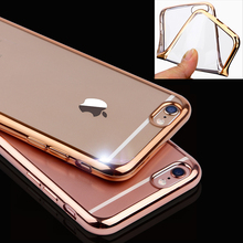 Hot! Luxury Electroplating Soft Clear TPU Silicone Cases For iphone 6 / 6s 4.7 inch / 6 Plus 5.5 inch Back Cover Bag Shell