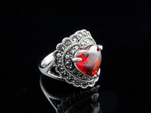 Wagner accessories retro classic heart shaped Ruby Diamond Ring Silver Alloy imitation female factory wholesale