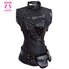 Black Steel Boned Vintage Sexy Corsets And Bustiers Steampunk Corselet Plus Size Waist Training Corset Overbust Gothic Clothing
