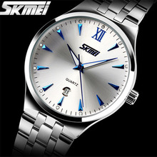 Free shipping SKMEI9071 new fashion real calendar quartz movement, business watches, men all steel sheet, high taste