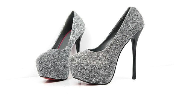 Black Shoes With Silver Heels | Tsaa Heel