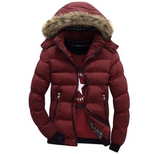 Solid Color Casual Hooded Design Men Parka Size M-3XL Stand Collar Fit Cotton Men’s Winter Jacket Warm Man Thick Down Jacket