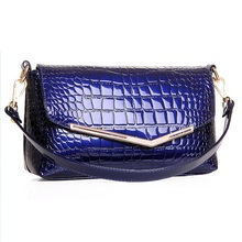 2015 fashion glossy for Crocodile genuine leather quality japanned leather one shoulder cross-body portable women’s handbag