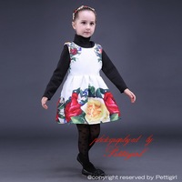 Top Sale Flower Girls White Dress With Big Rose Ruffle Sleeveless Girls Party Dress Retail Children Outfits GD80928-23