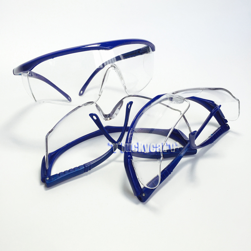 3pcs New Dental Blue Protective Eye Goggles Safety Glasses Blue Frame
