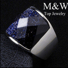 New Arrival Fashion Jewelry 316L Titanium Steel Purple Natural Stone Ring For Men Platinum White Gold