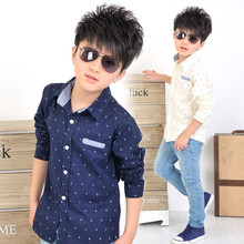 2015 Fashion Children’s Clothing Spring/Autumn Children Cotton Shirts Boys Polka Dot Long Sleeve Shirts Kids Clothes Top Shirts