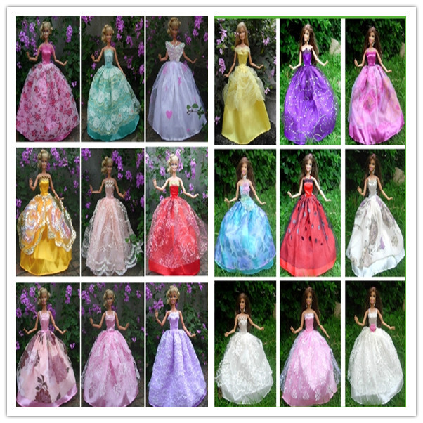 Factory Wholesale 90pcs/lot Fashionable Wedding Dresses for 1/6 30cm Dolls Girl Doll Evening Dress Girl Birthday Christmas Gift