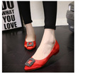 Fashion Pointed Toe Women Flat Square Rhinestone Decoration 1cm High Heels Women Pumps Beautiful Wedding Shoes