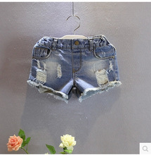 2016 new summer style baby girl short jeans ripped jeans trousers for kids girls Children Denim Pants kids clothing For 3-10Y