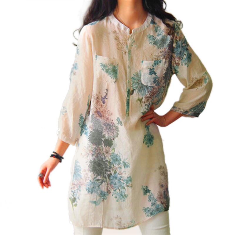 Zanzea Fashion Blusas Femininas 2018 Summer Women Blouses Blouse Casual Floral Print Long Blouse Tops Shirt Plus Size 5XL aeProduct.getSubject()