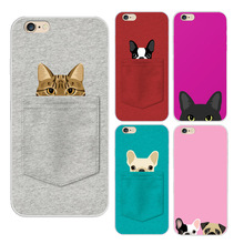 2015 New arrival Pocket Cat And Dogs Lovely pattern Soft TPU Back Cover case phone case for For Iphone 5 5s 6 6s 6Plus 6s Plus