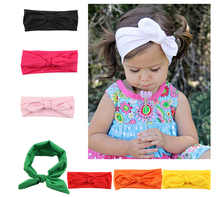 Girls Kids Baby Stretch Rabbit Bow Ear Hairband Headband Turban Knot Head Wrap Headwear