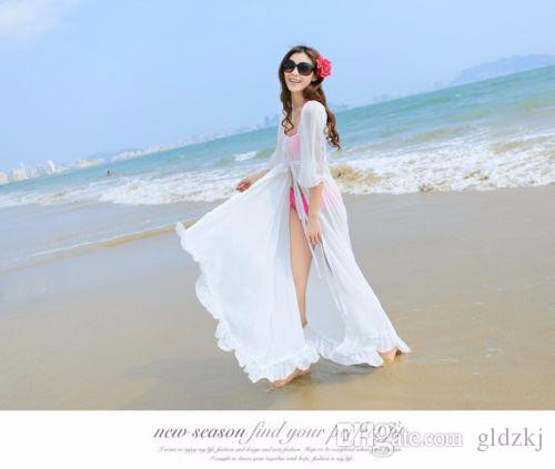 Women Sexy Chiffon Long Dress Sarong Beach Bikini Swimwear Cover Up Wrap Robes (5)