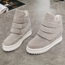 2015 Female Ankle Boots Fashion Scrub Elevator Casual Shoes Autumn Winter Thickening Women’s High-Top Shoes Black Gray Blue 2A