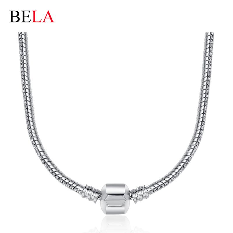 2 Style 44CM Silver Gold Plated Charm Fit Necklace Snake Chain Necklace Silver Plated 925 Original