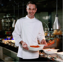 New Design Coming!High Classic Long Sleeve White Man Chef Jacket,Double-Breasted With Black Edge Chef Uniform,Free Shipping,A2
