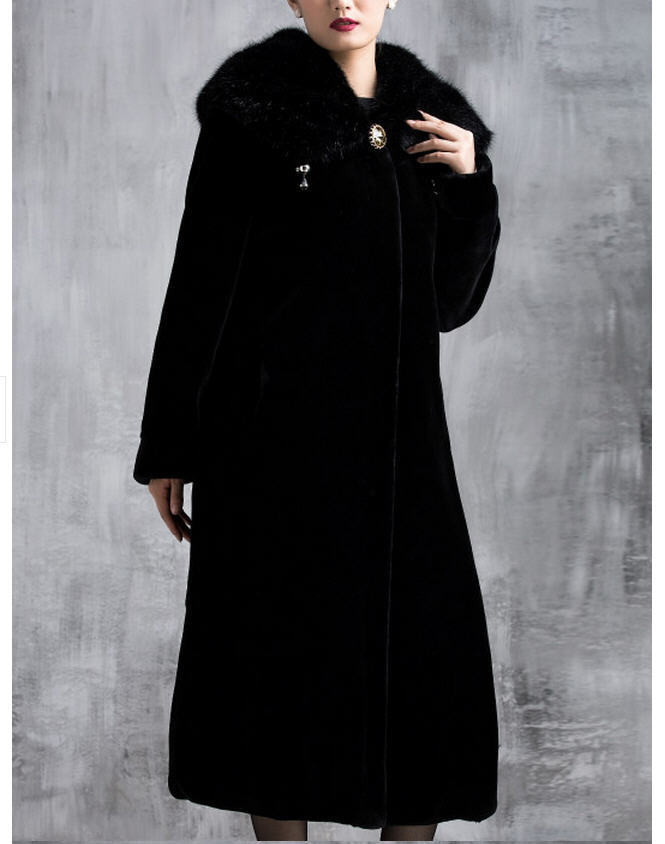 2014 Winter Fashion Mink Fur Coat Women Long Slim Lapel Fur Trench Coat Female Plus Size Thick Warm Overcoat Fur 4Xl H3204