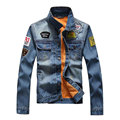 New Men s Wool Liner Denim Jacket Fashion Badge Thick Warm Fleece Patchwork Casual Scratched Jean