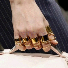 D19 1set Fashion Golden Stack 9pcs Plain Above Knuckle Ring Set Punk Rock Mini Rings