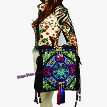 2 Usage Vintage Hmong Ethnic Thai Indian tribal Boho shoulder bag messenger tote bag handmade embroidery