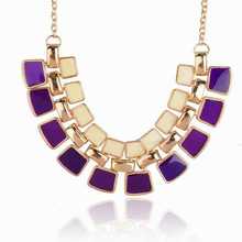 2015 Trendy Necklaces Pendants Link Chain Collar Long Gold Plated Enamel Statement Bling Fashion Necklace Women