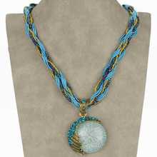 Hot Antique Retro Bohemian Jewelry Statement Necklaces for Women Beads Weave Rhinestone Gem Waterdrop Collar Pendant