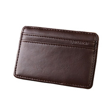 Lucky 2015 Hot Sale Fashion Men Luxury Mini Neutral Magic Bifold Leather Wallet Card Holder Wallet