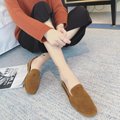 2017 Women s Genuine Leather Flat Shoes Square Toe Spring Summer Casual Shoes Slip on Shoes