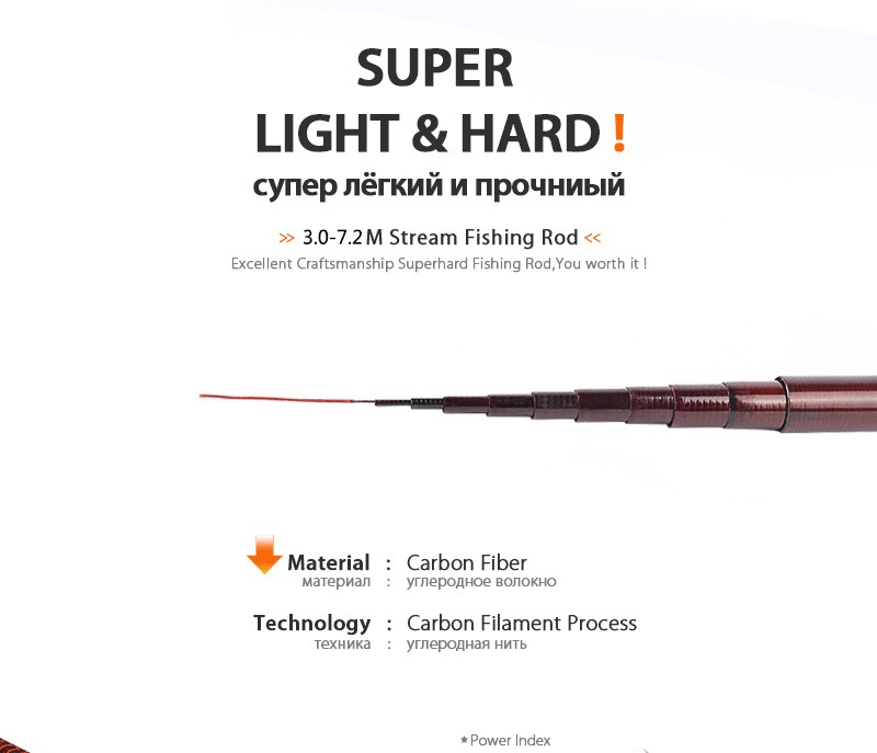 Goture Stream Fishing Rods 3.0m//3.6m//4.5m//5.4m//6.3m//7.2m Telescopic Fishing Rod