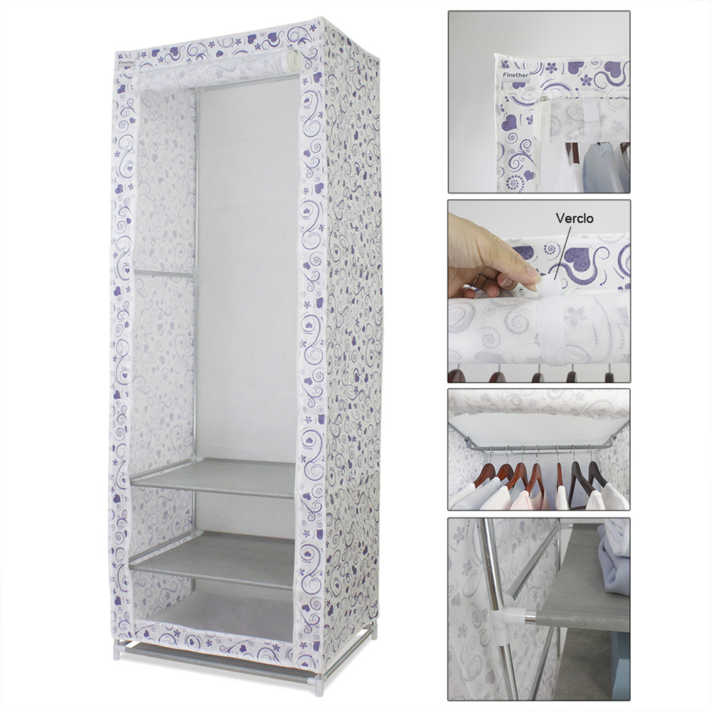 Finether Polycotton Single Wardrobe Portable Clothes Closet