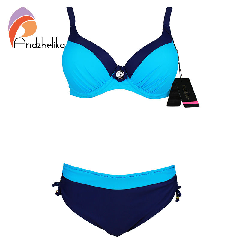 Andzhelika 2016 bikinis Women Swimwear Sexy Bikini Set Large Cup Push Up Swimsuit Solid Patchwork Maillot de bain Biquini AK1605 Andzhelika 2016 bikinis Women Swimwear Sexy Bikini Set Large Cup Push Up Swimsuit Solid Patchwork Maillot de bain Biquini AK1605