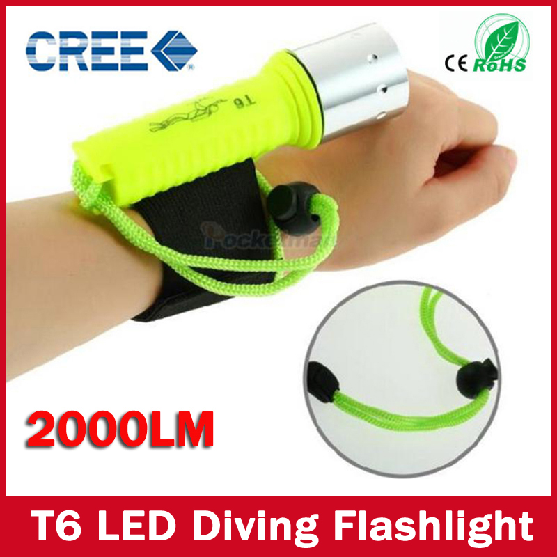 2100LM Diving Flashlight CREE T6 LED Underwater Scuba Dive Torch Waterproof Flash Light Lamp for Diving Free shipping