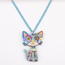 Bonsny Acrylic Cat Necklace Pendant Chain Collar Choker Pendant Animal Fashion Jewelry For Women Girs 2015