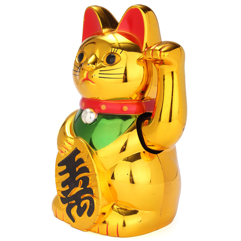 gold cat with waving arm